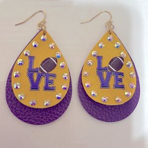 💜💛LSU Geaux Tigers Purple and Gold Teardrop Earrings